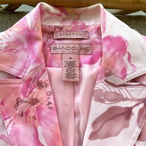 Bandalino Floral Pink Stretch Blazer Jacket Top